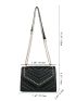 Mini Chevron Detail Studded Decor Flap Chain Square Bag