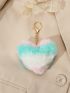 Color Block Fuzzy Heart Decor Bag Charm