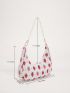 Strawberry Pattern Faux Pearl Decor Hobo Bag