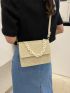 Mini Chain Decor Flap Straw Bag