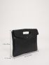 Two Tone Crocodile Embossed Square Bag