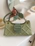 Embossed Detail Buckle Decor Baguette Bag