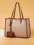 3pcs Contrast Binding Shoulder Tote Bag Set