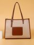 3pcs Contrast Binding Shoulder Tote Bag Set