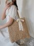 Bow Decor Straw Bag