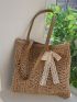 Bow Decor Straw Bag