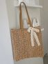 Bow Decor Straw Bag