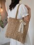 Bow Decor Straw Bag