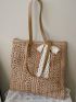 Bow Decor Straw Bag