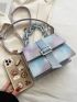 Tie Dye Buckle Decor Flap Square Bag