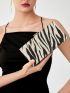 Zebra Striped Pattern Allover Rhinestone Decor Box Bag