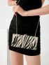 Zebra Striped Pattern Allover Rhinestone Decor Box Bag