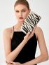 Zebra Striped Pattern Allover Rhinestone Decor Box Bag