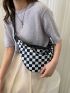 Colorblock Plaid Hobo Bag