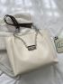 Letter Patch & Chain Decor Shoulder Tote Bag