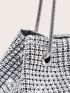 Mini Rhinestone Decor Chain Bucket Bag