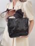 Artificial Patent Leather Crocodile Embossed Square Bag