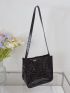 Artificial Patent Leather Crocodile Embossed Square Bag