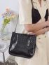 Artificial Patent Leather Crocodile Embossed Square Bag