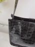 Artificial Patent Leather Crocodile Embossed Square Bag