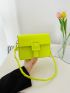 Mini Buckle Decor Braided Detail Flap Square Bag