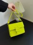 Mini Buckle Decor Braided Detail Flap Square Bag