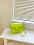 Mini Buckle Decor Braided Detail Flap Square Bag