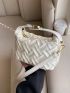 Mini Geometric Pattern Zipper Ruched Bag