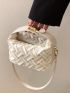 Mini Geometric Pattern Zipper Ruched Bag