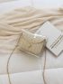 Mini Button Decor Transparent Chain Straw Detail Square Bag