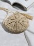 Tassel Decor Straw Circle Bag