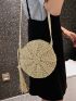 Tassel Decor Straw Circle Bag