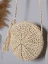 Tassel Decor Straw Circle Bag