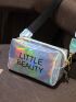 Mini Holographic Letter Graphic Square Bag