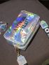 Mini Holographic Letter Graphic Square Bag