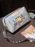 Mini Holographic Letter Graphic Square Bag