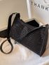 Rhinestone Decor Baguette Bag