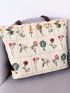 Floral Graphic Canvas Shoulder Tote Bag