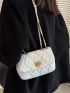 Quilted Chain Flap Square Bag