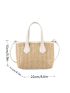 Contrast Binding Double Handle Straw Bag