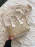 Contrast Binding Double Handle Straw Bag