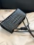 Crocodile Embossed Square Bag