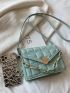 Embossed Detail Heart & Chain Decor Flap Square Bag