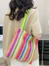 Striped Graphic Shopper Bag