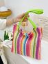 Striped Graphic Shopper Bag