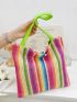 Striped Graphic Shopper Bag