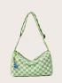 Checkered Pattern Baguette Bag