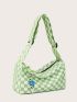 Checkered Pattern Baguette Bag