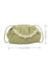 Faux Pearl Decor Ruched Bag