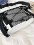 Contrast Mesh Drawstring Design Fanny Pack